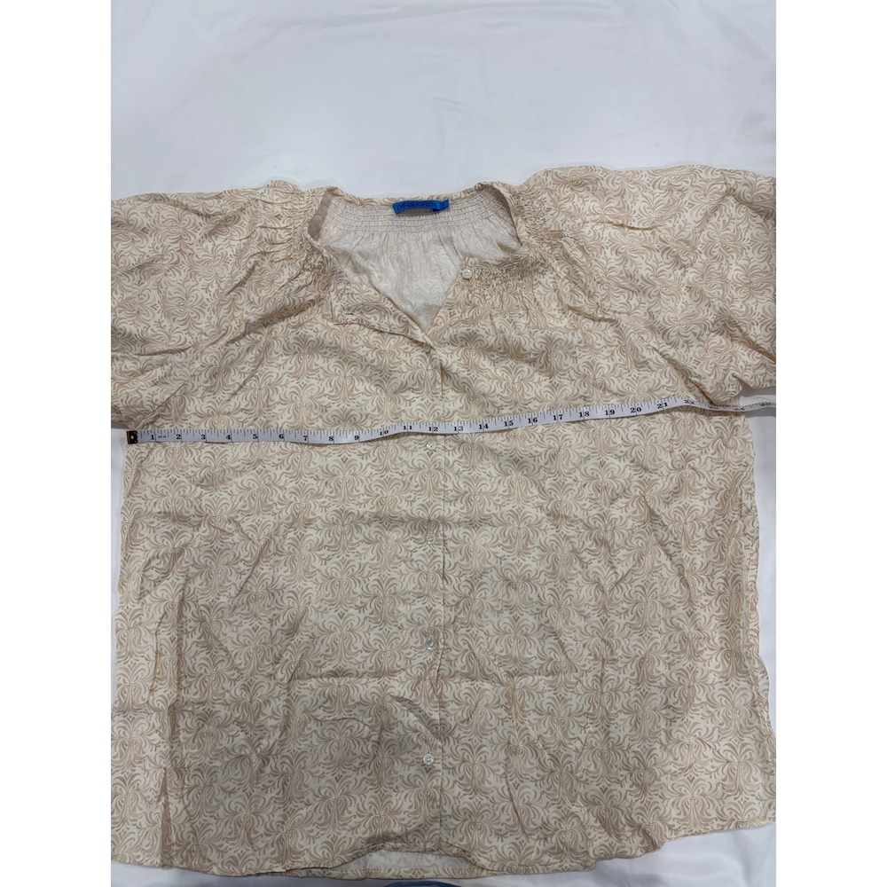 J Mclaughlin Constance Silk Blend Blouse Mini Drawing Room Off White Tan XL - Picture 6 of 7